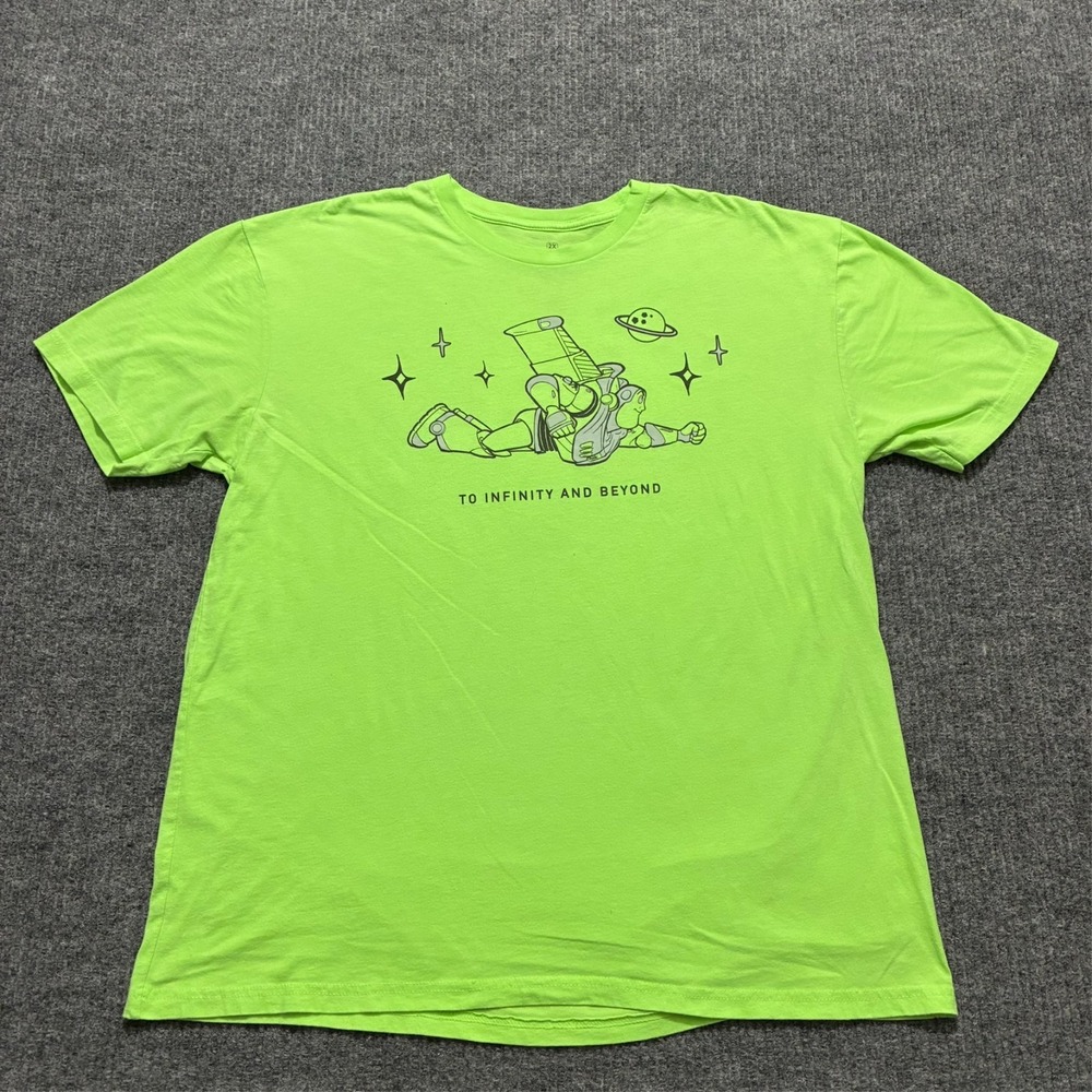 Disney Pixar Toy Story Buzz Lightyear Infinity and Beyond T-Shirt Mens 2X Green‎